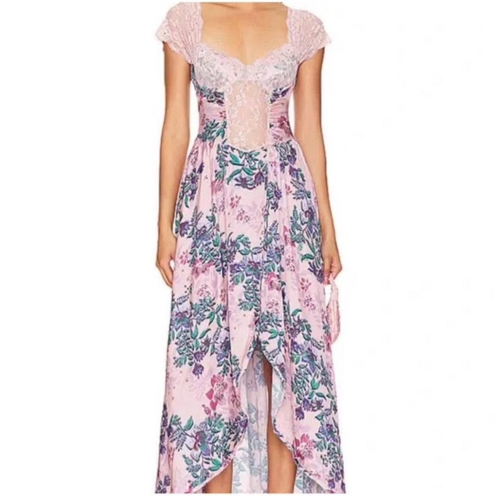 Floral Asymmetrical Pink Dress